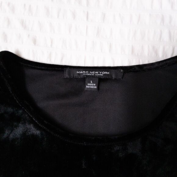 Black Velvet Puff Long Sleeves Top Marc New York Size L - Picture 4 of 10
